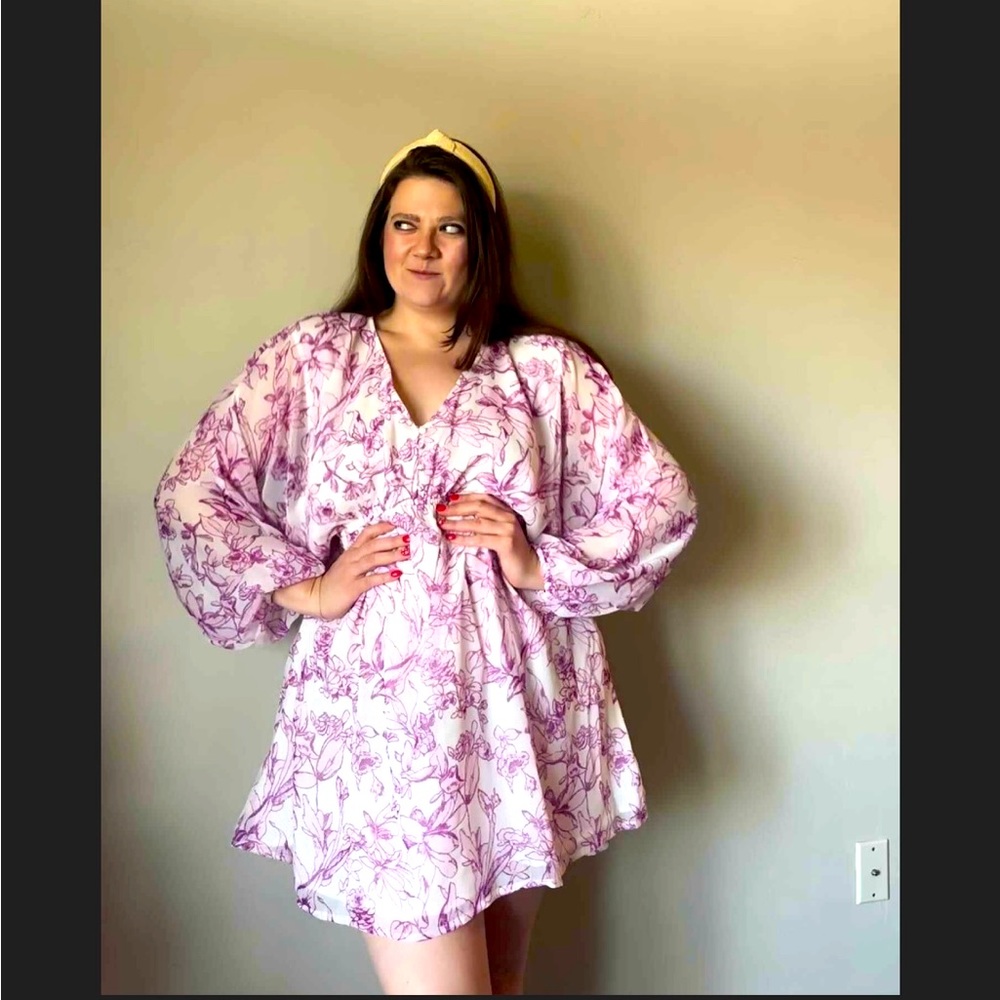 Fuschia & Cream Balloon Mini Dress * New!*